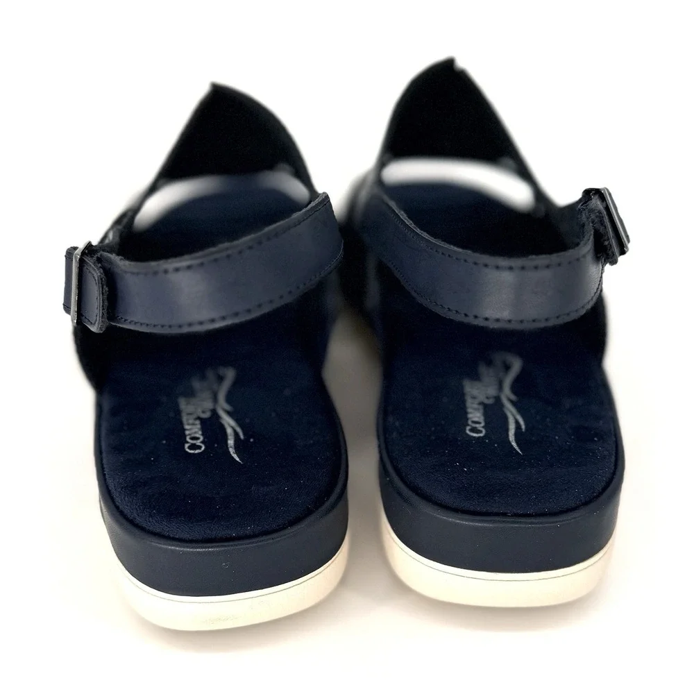 Easy Street Comfort Wave Platform Sandals Primrose Womens Navy 8WW Casual